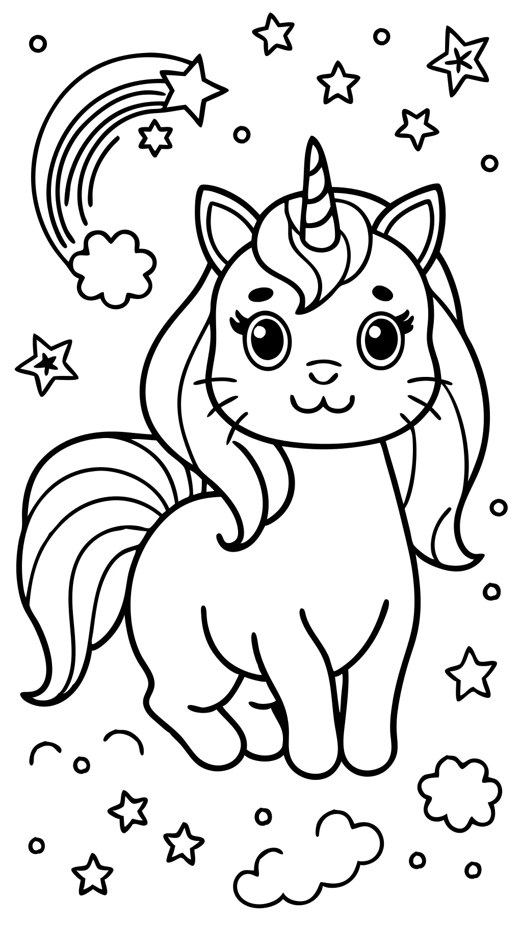 coloriages de chat à licorne